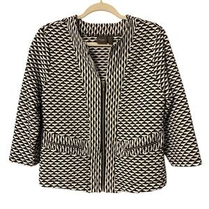 Chico's Travelers Geometric Pattern Zip Jacket Size 1 (Medium)